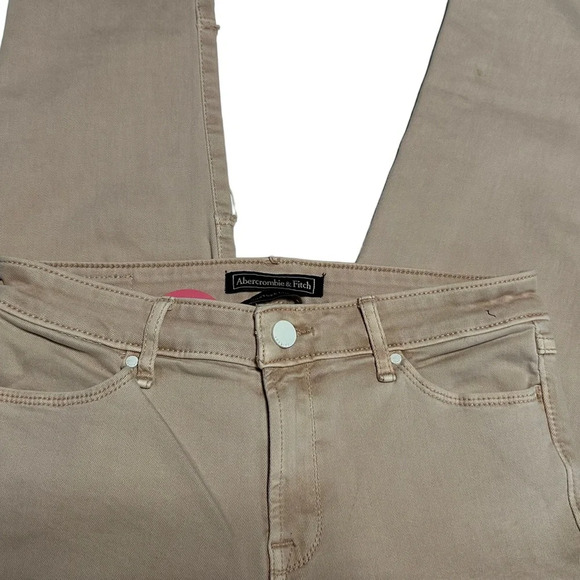 Abercrombie & Fitch Stretch Khaki Jeans with Fringe Detailed Legs - Picture 5 of 9